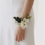 Veils原创韩式森系清新白色新娘结婚手腕花伴娘姐妹手花新郎胸花