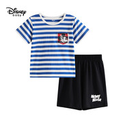 迪士尼男童针织短袖短裤套装海军风6儿童夏季两件套宝宝衣裤3-8岁
