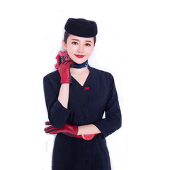 东航空姐乘务长v领显瘦修身连衣裙纯色包臀性感制服裙