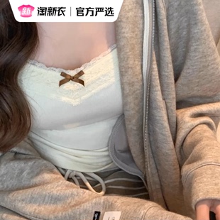 蕾丝吊带背心女春季法式别致纯欲内搭打底衫带胸垫bm风