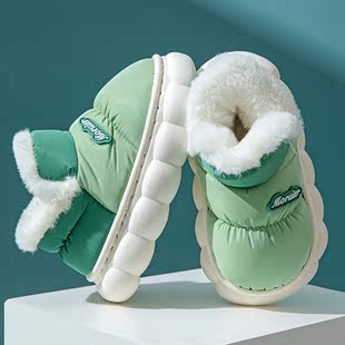 儿童棉鞋冬季包跟防水男童女童家居保暖防滑中大童外穿加绒棉拖鞋