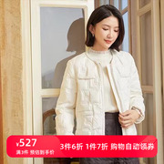雪歌白色羽绒服女短款2023秋冬时尚低圆领轻薄外套XI406002A151