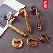 纯铜法式卧室门锁美式复古室内静音磁吸木，门锁金色黄铜分体门把手