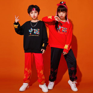 中国风儿童演出服啦啦队街舞春季套装表演服小学生运动会服装国潮