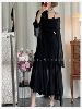 needshop12023夏季黑色女神气质，鱼尾裙不规则，设计两件套连衣裙