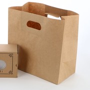 食品级手提纸袋牛皮纸袋面包西点包装袋餐盒外卖袋白色环保打包袋