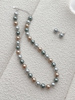 阿乐乐大码复古南洋三兄弟人造珍珠项链银灰色珍珠耳环气质耳钉