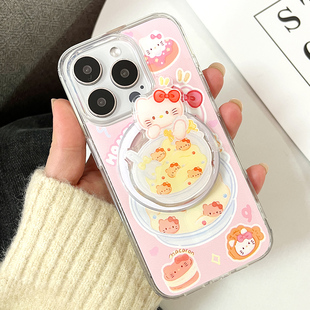 hellokitty火锅带磁吸猫咪支架iPhone15手机壳适用苹果14保护套13/12女11可爱mini7/8plu/xrxs防摔promax