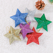 圣诞挂饰圣诞树挂件6个装彩色闪粉五角星圣诞装饰品节日装扮用品