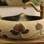 中式欧式浴室柜组合落地榆，实木卫生间洗漱台陶瓷洗脸盆套装