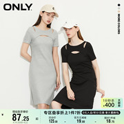 only奥莱夏季设计感镂空简约纯色，打底短裙连衣裙女