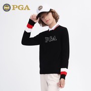 美国PGA 2022春秋高尔夫服装 男童毛衣圆领加厚丝光羊毛长袖t恤