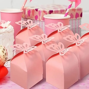 跨境派对紫色糖果饼干礼盒，珠光纸纯色，蝴蝶喜糖盒方形盒纸盒子