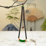 黑玛瑙珠子项链绿色干青吊坠，中式国风气质，送女性长辈礼物颈饰手链