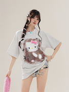 WUSUOBZ美式hellokitty凯蒂猫印花短袖T恤女夏季宽松可爱半袖