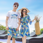 沙滩情侣装夏装海南三亚旅游衣服厦门海边度假蜜月短袖T恤套装男