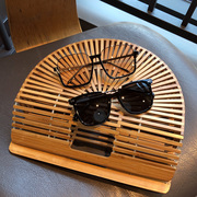 韩国偏光太阳镜简约黑色墨镜圆框眼镜出游装饰搭配眼镜女