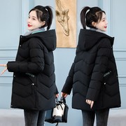 冬季棉服女中长款韩版加厚棉衣，修身显瘦羽绒棉袄时尚外套