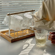 冰川纹玻璃杯具套装家庭用待客厅，带把手柄，喝水杯子咖啡杯架ins风