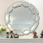 欧式仿古白装饰镜创意玄关壁炉艺术镜客厅背景墙壁挂镜样板房装饰