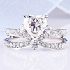 心系于你美国莫桑石钻戒女18K白金1克拉心形异型钻石戒指奢华