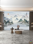 新中式壁画水墨画客厅电视，背景墙纸墙布山水画办公室，装饰壁布壁纸