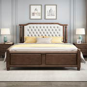 美式实木床轻奢现代简约1.8米双人床主卧欧式大床储物布艺软包床