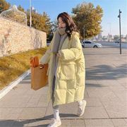 奶黄色羽绒棉服女中长款2023冬季韩版宽松棉衣，加厚保暖外套潮