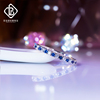 铂金满钻食指戒指女莫桑石镶嵌钻戒天然蓝彩宝排钻细指环小众设计