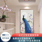 室内玄关装修壁画楼梯，装饰画新中式植物古画有框画简框画山水挂画