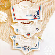 韩版婴儿口水巾纯棉纱布围兜360度可旋转宝宝，花朵围嘴防吐奶薄款