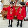 女童冬装羽绒棉服外套儿童装中国风中长款红色汉服春节拜年服