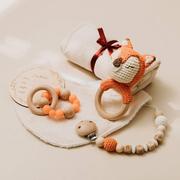 跨境婴儿榉木动物牙胶安抚宝宝磨牙玩具 创意DIY硅胶珠吊坠咬咬乐