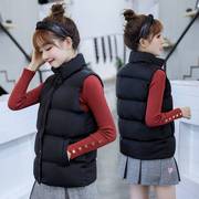 面包服马甲女短款2023秋冬羽绒棉背心学院风加厚保暖棉服外套