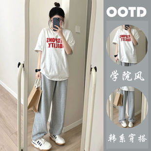 女童夏季套装2025新款网红12岁13中大童15学院风休闲短袖t恤韩版M
