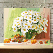 数字油画diy手绘油画，客厅大幅风景，花卉填色装饰画餐厅野菊花