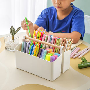马克笔收纳盒大容量笔筒书，桌面儿童画笔，水彩笔铅笔文具桶笔架学生