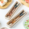 木筷子勺子套装便携外带木质，干饭人餐具盒学生三件套日式经典筷勺