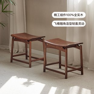 凳子实木新中式榆木换鞋凳客厅，沙发矮凳餐凳板凳穿鞋凳家用化妆凳