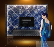 欧式微晶石电视背景，墙砖800x800蓝色瓷砖，室内墙砖地板砖家装主材