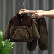 男童卫衣套装秋冬装套装灯芯绒加绒加厚卫衣儿童两件套