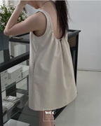 Exclusive type 韩国简约个性露背抽绳设计拼接吊带背心裙连衣裙