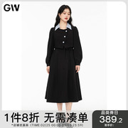 GW大码女装气质显瘦黑色吊带连衣裙西装套装2024秋季微胖mm女