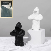 抽象极简黑白人物雕塑模型，酒柜装饰品摆件简约现代客厅电视柜摆设