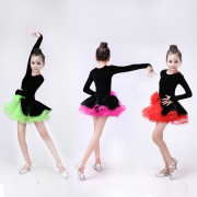 拉丁舞蹈服女童少儿专业比赛服儿童拉丁舞衣练功服连衣裙考级时尚