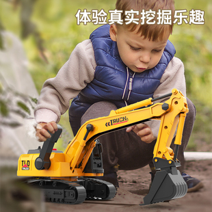 超大号挖掘机惯性工程车套装推土机，玩具车男孩压路机儿童挖沙吊车