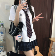 花千猪 千葉高短袖jk衬衫日系白色刺绣女衬衣春夏jk制服