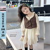 女童连衣裙2024春装韩版童装，马甲外套洋气儿童公主裙子两件套