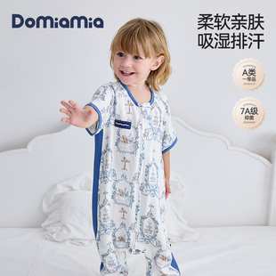 Domiamia婴儿睡袋竹棉纱布夏季短袖宝宝春夏款儿童分腿四季防踢被