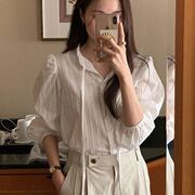  韩国女装Ordinairement 知性舒适楞纹半开领衬衫
